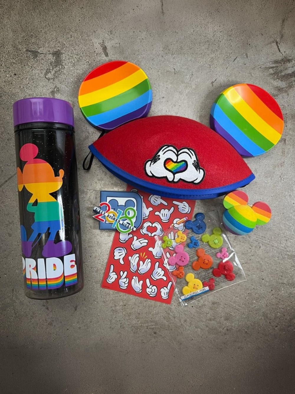 Disney PRIDE Lot: Mickey Ears Hat • Tumbler • Magnet • Antenna Topper & Stickers